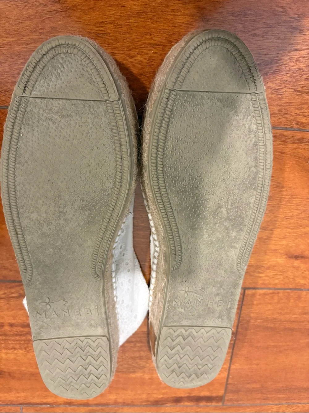 Manebi White Eyelet Espadrille Slip-Ons